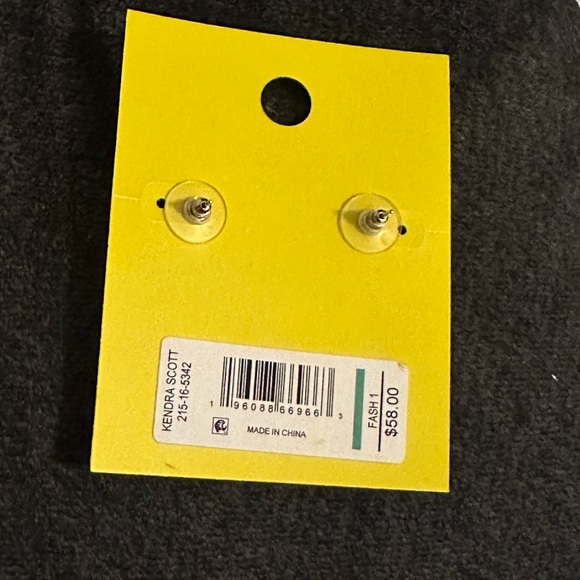 Kendra Scott Serena fluorescent blue rhodium plated earrings new - Picture 2 of 2